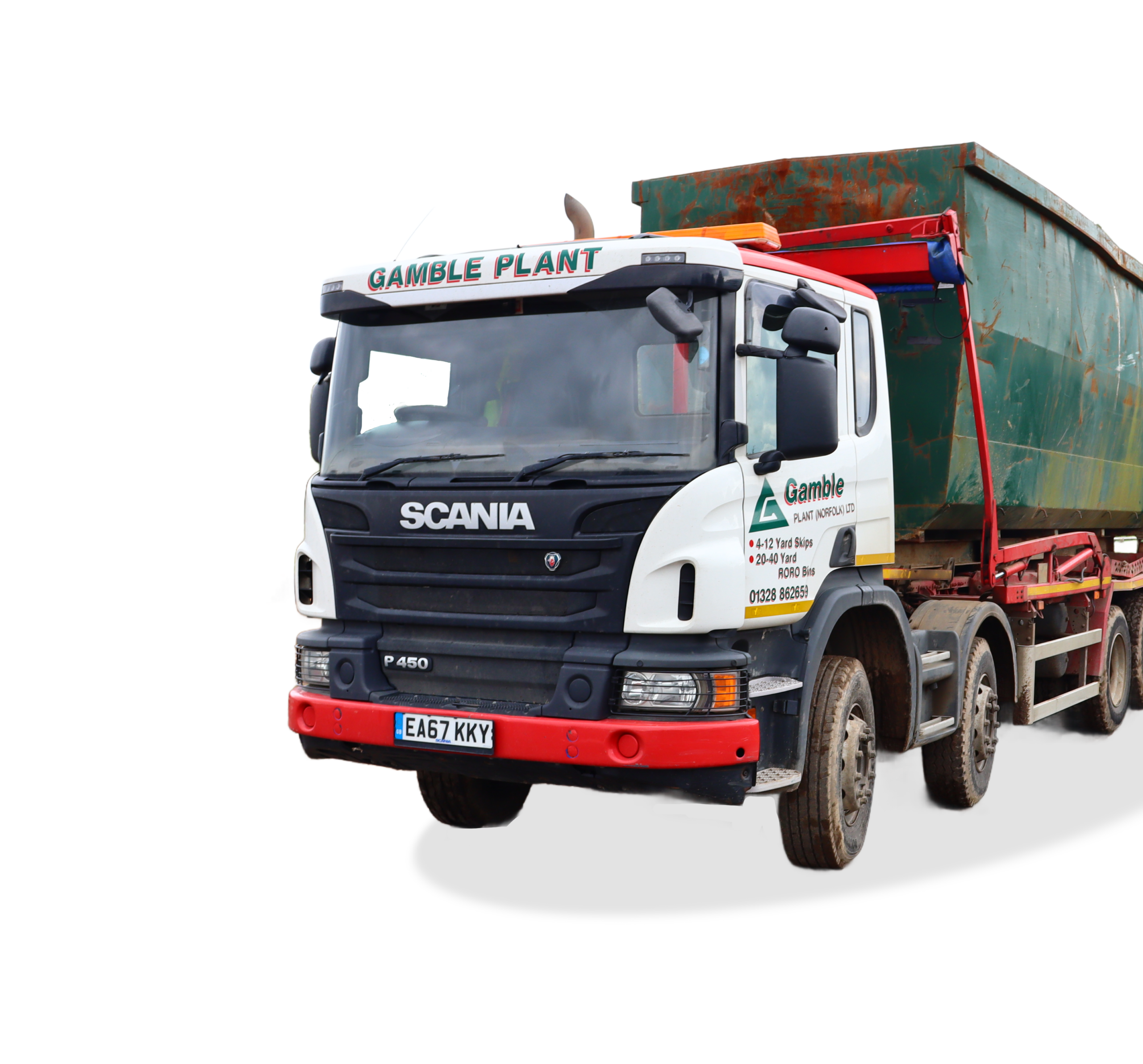 front angle of gamble plant truck