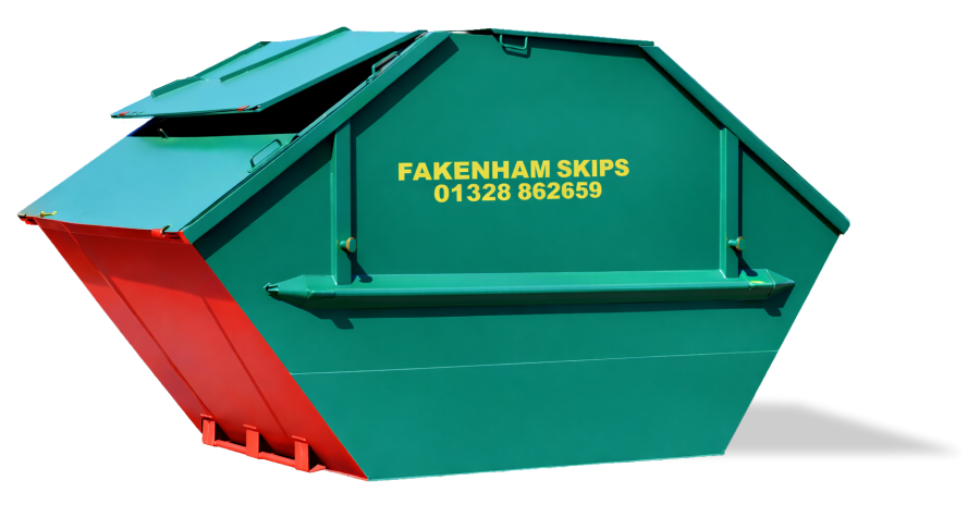 skip branded with fakenham colours